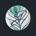Badge Rond 5 Cm do-it-yourself Elégante Plume De Peacock<br><div class="desc">L'élégante plumes de paon vert émeraude ajoute une touche exotique à vos événements mariages. Une touche d'extravagance sobre.</div>