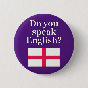 Badge Rond 5 Cm "Do you speak English?" in English. Flag