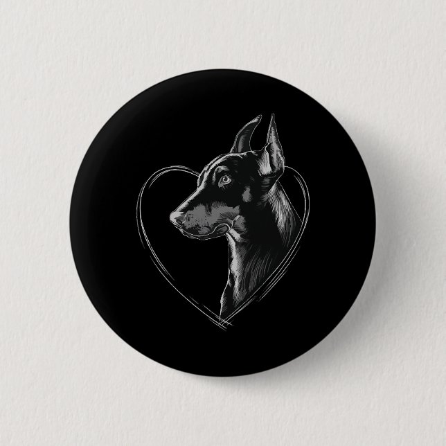 Badge Rond 5 Cm Doberman Pinscher (Devant)