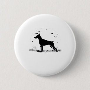 Badge Rond 5 Cm Doberman Pinscher Chien � Halloween Lune Silhouett