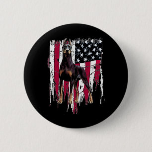 Badge Rond 5 Cm Doberman Pinscher Drapeau Américain États-Unis Inc