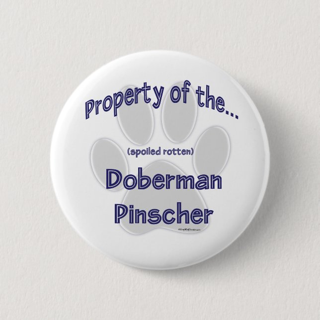 Badge Rond 5 Cm Doberman Pinscher, propriété - Bouton (Devant)