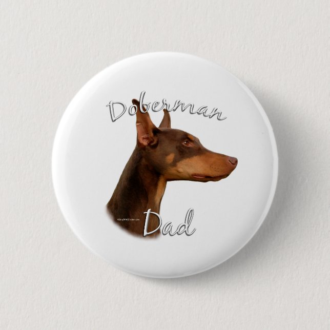 Badge Rond 5 Cm Doberman Pinscher (rouge) Papa 2 (Devant)