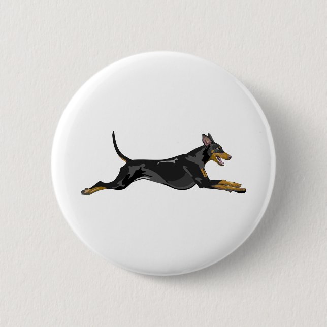 Badge Rond 5 Cm Doberman tout naturel courant noir (Devant)