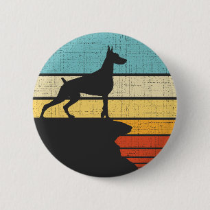 Badge Rond 5 Cm Dobermann Retro Vintage 60s les années 70 Chien Ch