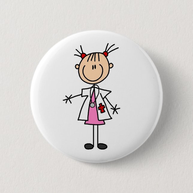 Badge Rond 5 Cm Docteur féminin Stick Figure (Devant)
