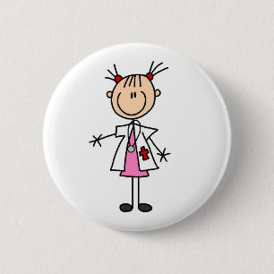 Badge Rond 5 Cm Docteur féminin Stick Figure