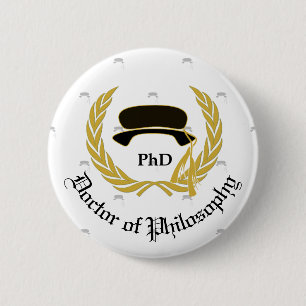 Badge Rond 5 Cm Docteur Graduation de Tam PhD de guirlande de