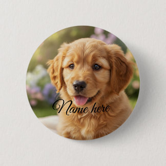 Badge Rond 5 Cm Dog cat pet name photo template simple minimal