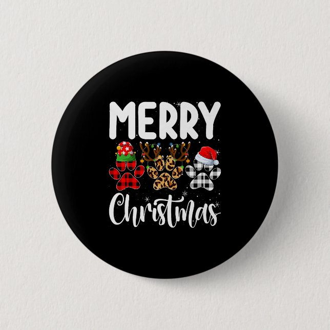 Badge Rond 5 Cm Dog Paw Christmas Elf Reindeer Santa Puppy Dog Lov (Devant)