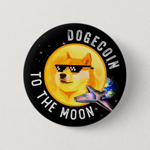 Badge Rond 5 Cm Dogecoin À La Lune Drôle Mème Cryptomonnaie