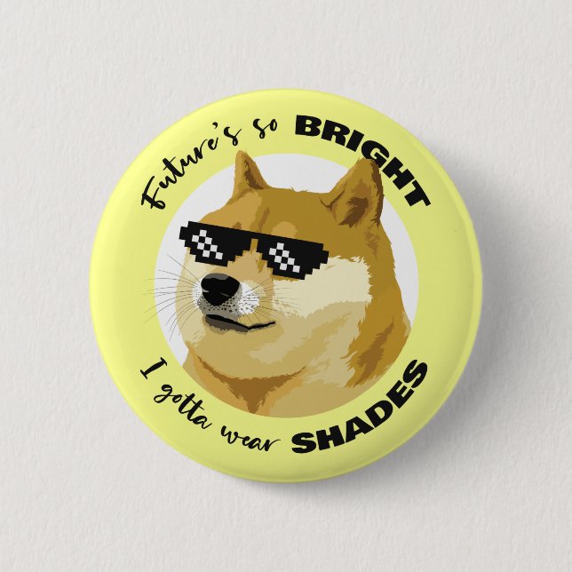 Badge Rond 5 Cm Dogecoin Future Sunglasses Stock Crypto (Devant)