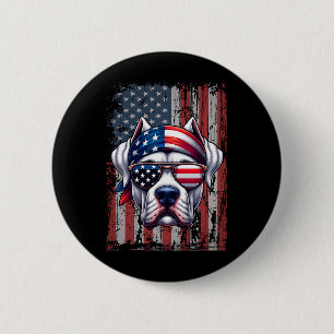 Badge Rond 5 Cm Dogo argentin patriotique Amoureux des chiens US D