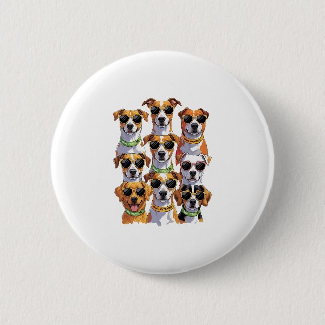 Badge Rond 5 Cm Dogs in sunglasses Paws Hydrated (Devant)