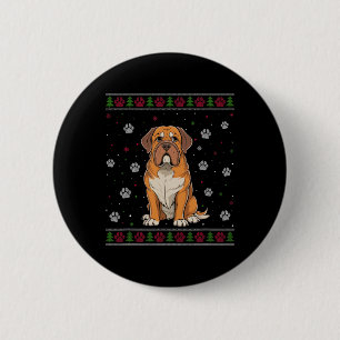 Badge Rond 5 Cm Dogue De Bordeaux Chandail de Noël Xmas Animal Chi