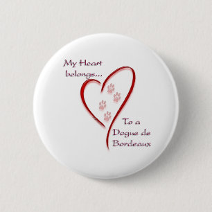 Badge Rond 5 Cm Dogue de Bordeaux Coeur Belongs