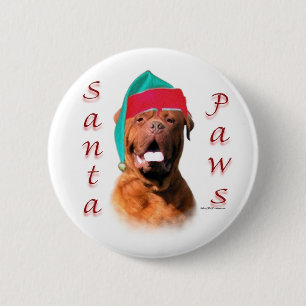 Badge Rond 5 Cm Dogue de Bordeaux Père Noël Paws