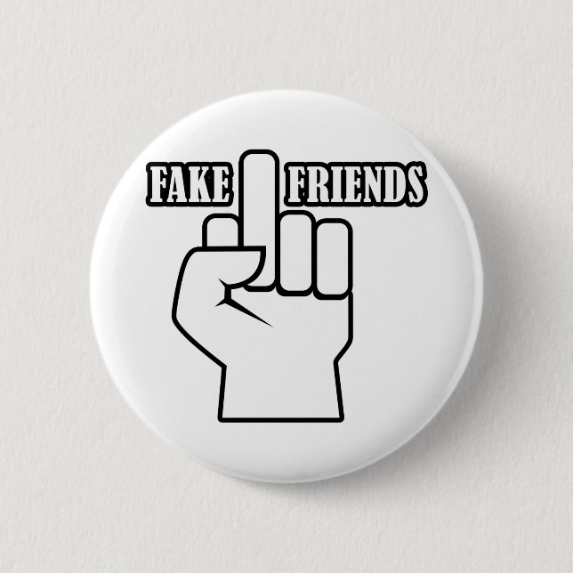 Badge Rond 5 Cm Doigt D'honneur Faux Amis (Devant)