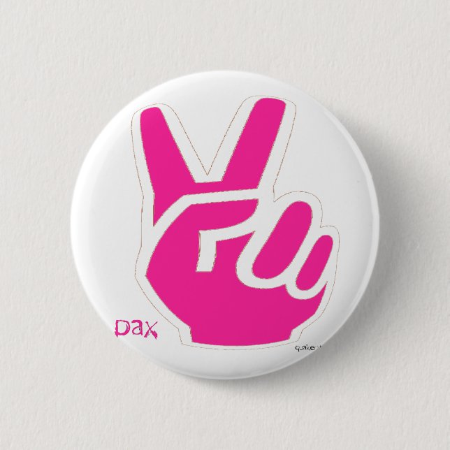 Badge Rond 5 Cm Doigts de paix - rose (Devant)