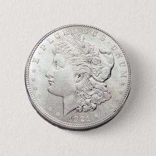 BADGE ROND 5 CM DOLLAR MORGAN SILVER