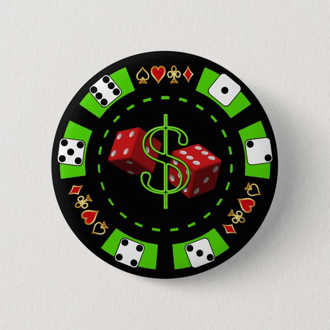 BADGE ROND 5 CM DOLLARS ET JETON DE POKER DE MATRICES (Devant)