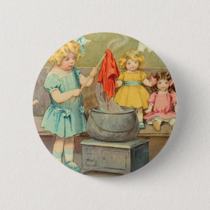 Badge Rond 5 Cm Dolly Lave fille Vintage Jouer Poupées mignonne