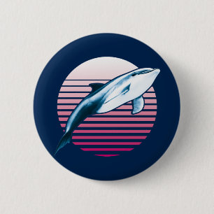 Badge Rond 5 Cm Dolphin rétro de style vintage
