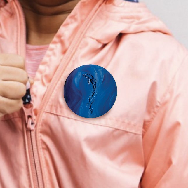 Badge Rond 5 Cm Dolphine bleue (Créateur téléchargé)