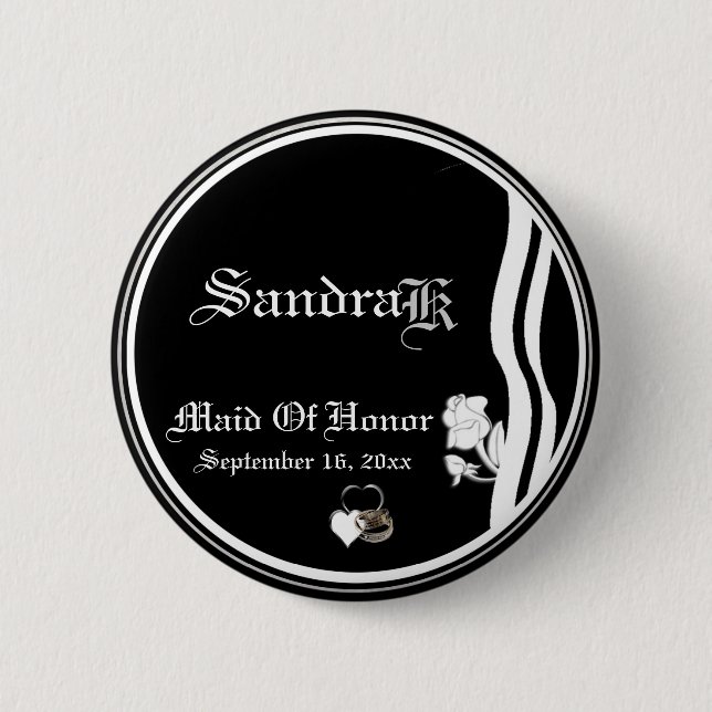 Badge Rond 5 Cm Domestique blanche noire classique faite sur (Devant)