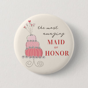 Badge Rond 5 Cm DOMESTIQUE de bouton chic rose doux de gâteau de