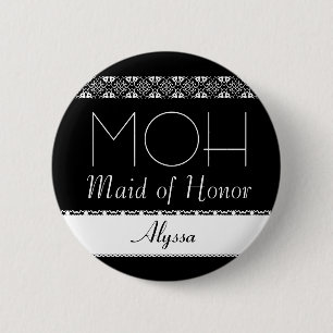 Badge Rond 5 Cm Domestique de bouton noir et blanc de mariage de