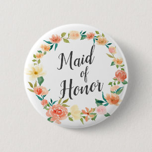 Badge Rond 5 Cm Domestique de la guirlande de pêche d'honneur