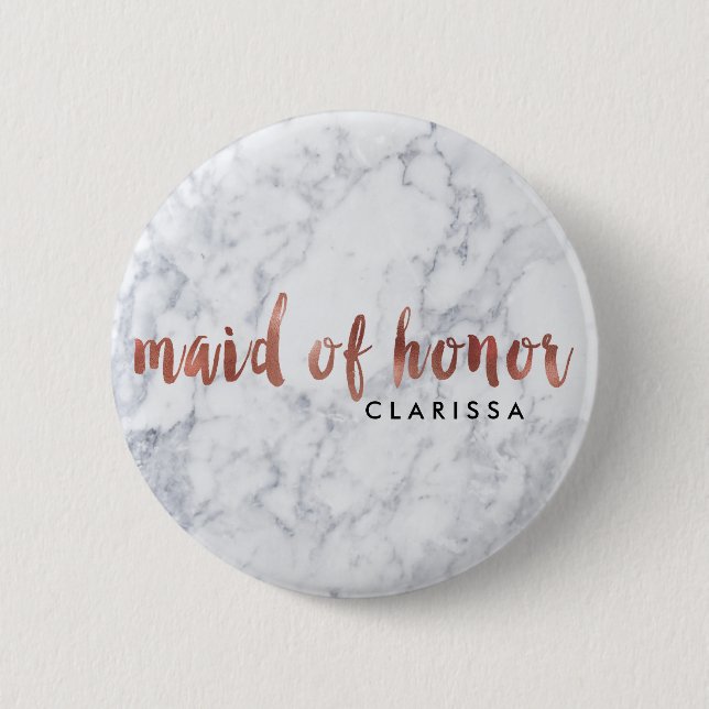 Badge Rond 5 Cm domestique d'or rose élégant de faux d'honneur de (Devant)