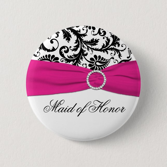 Badge Rond 5 Cm Domestique noire, blanche, et fuchsia de Pin (Devant)