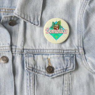 Badge Rond 5 Cm Dominique Caraïbes Vacances rétro Île Vintage