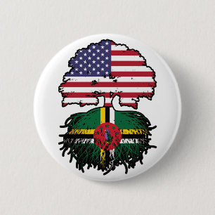 Badge Rond 5 Cm Dominique Dominicain Américain Etats-Unis Drapeau