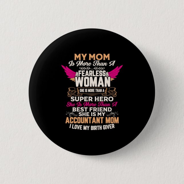 Badge Rond 5 Cm Don comptable | Elle Est Ma Mère Comptable (Devant)