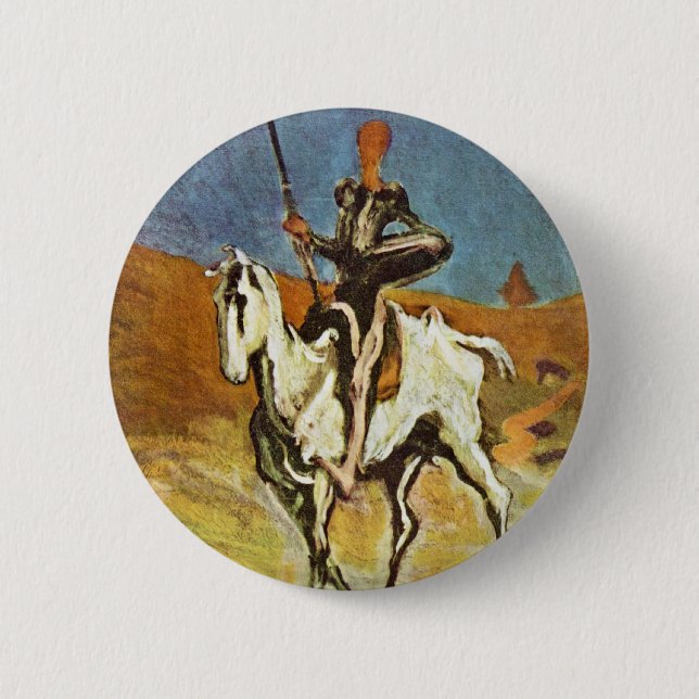 Badge Rond 5 Cm Don don Quichotte et Sancho Panza par Daumier (Devant)