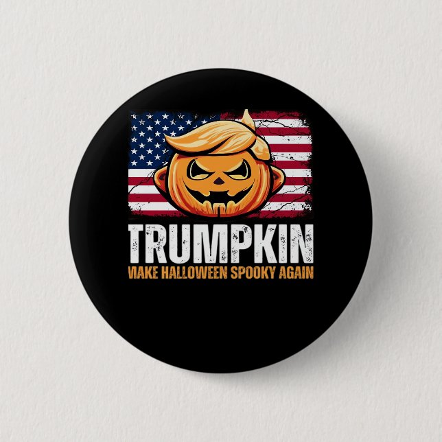 Badge Rond 5 Cm Donald Halloween - Trumpkin rendre Halloween Éffra (Devant)