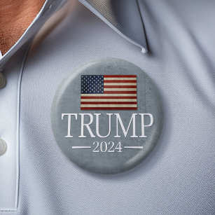 Badge Rond 5 Cm Donald Trump 2024 - Drapeau Vintage américain