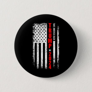 Badge Rond 5 Cm Donald Trump 2024 Reprendre le drapeau américain à