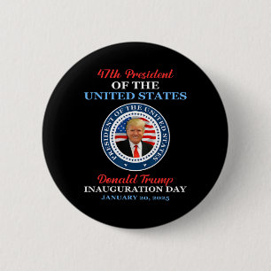 Badge Rond 5 Cm Donald Trump 47e président 2025 Investiture États-