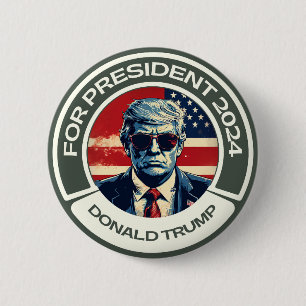 Badge Rond 5 Cm Donald Trump à la présidence 2024