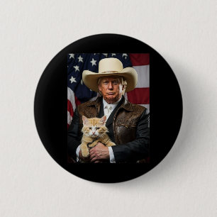 Badge Rond 5 Cm Donald Trump Chemise de chat Cowboy Drapeau améric