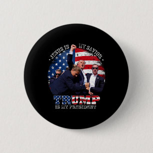 Badge Rond 5 Cm Donald Trump Combattre Jésus Est Mon Sauveur Trump