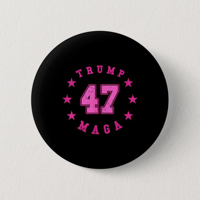 Badge Rond 5 Cm Donald Trump Élection 2024 45 47 Président (Devant)