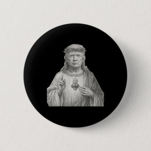 Badge Rond 5 Cm Donald Trump en Jésus - Foi et patriotisme pour le