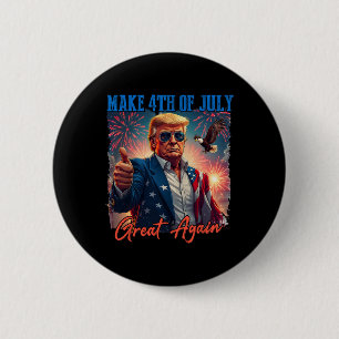 Badge Rond 5 Cm Donald Trump Feu d'artifice patriotique Fait du 4