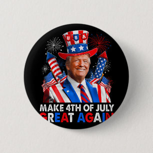Badge Rond 5 Cm Donald Trump Feu patriotique Faire 4 juillet G