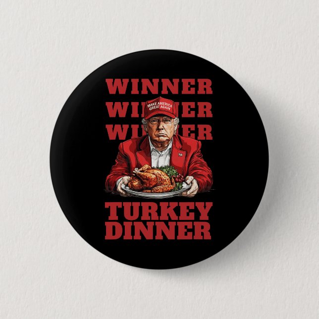 Badge Rond 5 Cm Donald Trump Gagnante du dîner au poulet - Préside (Devant)